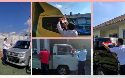 Partisipasi dalam HUT ke-81 RI, Dinas Perhubungan Kabupaten Magelang Bagikan Bendera Merah Putih kepada Pemilik Kendaraan Wajib Uji